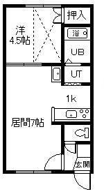 エスパニア7(1DK/2階)の間取り写真