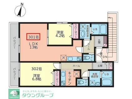 アイフラット(1LDK/3階)の間取り写真
