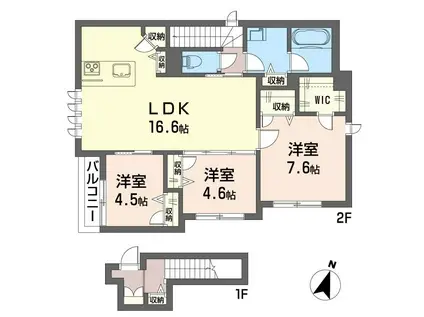 グランツ(3LDK/2階)の間取り写真