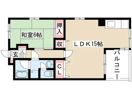 コーポラス亀の井(1LDK/4階)の間取り写真