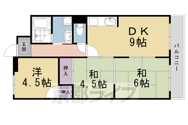 嵯峨野ロイヤルハイツ(3LDK/3階)の間取り写真