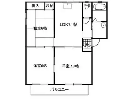べルソー2番館(3DK/2階)の間取り写真