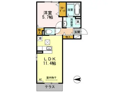 グレイス・K(1LDK/1階)の間取り写真