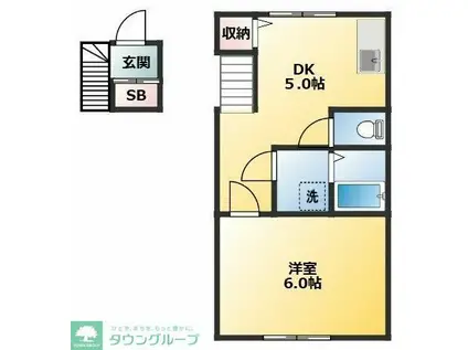 アイル小金井(1DK/2階)の間取り写真