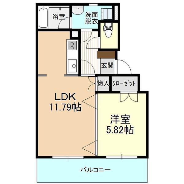 ドリームタウン三和B(1LDK/2階)の間取り写真