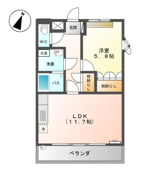 ガーデンヒルズ(1LDK/2階)の間取り写真