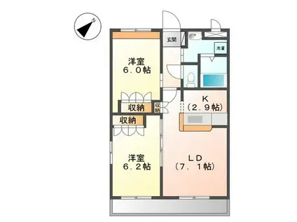 エスポア・パルティール(2LDK/2階)の間取り写真