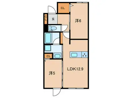 グランドパレス小倉砂津(2LDK/17階)の間取り写真