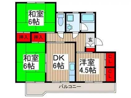 ライフマンション(3DK/2階)の間取り写真
