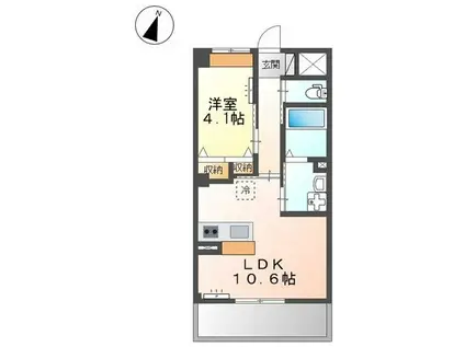 コンフェティ(1LDK/4階)の間取り写真
