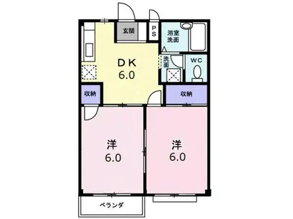 エルディムよしかわ(2DK/2階)の間取り写真