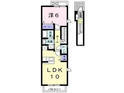 アムール(1LDK/2階)の間取り写真