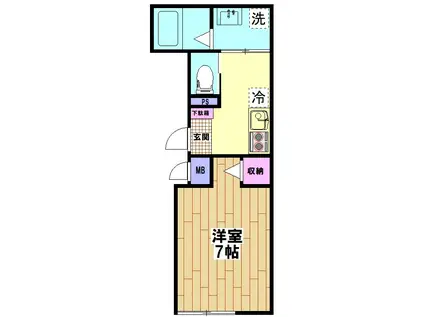 ラピスラズリ南鳩ヶ谷(1K/1階)の間取り写真