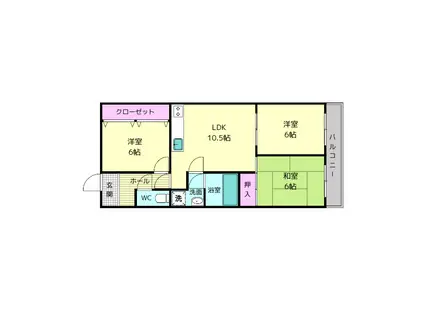 サンローレル生駒(3LDK/2階)の間取り写真