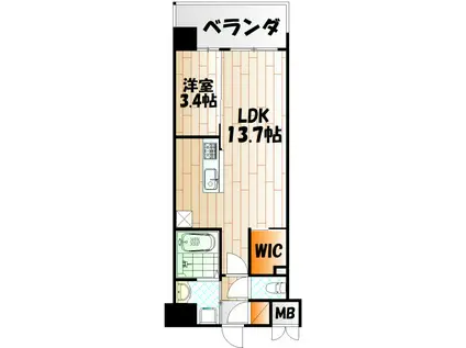ウィングス西本町(1LDK/2階)の間取り写真