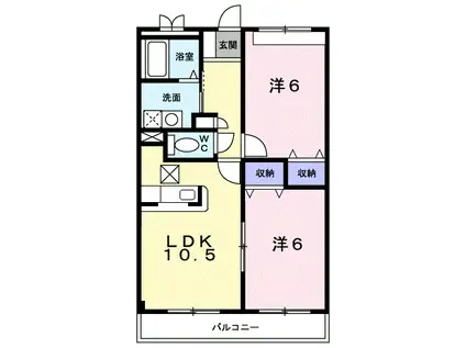 ローレルハイツ(2LDK/1階)の間取り写真