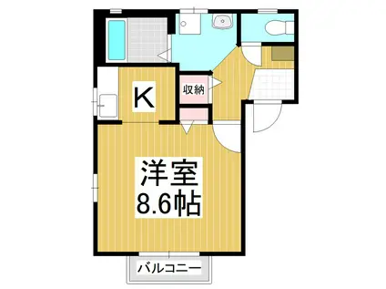 フェアハウスあずさA棟(1K/2階)の間取り写真