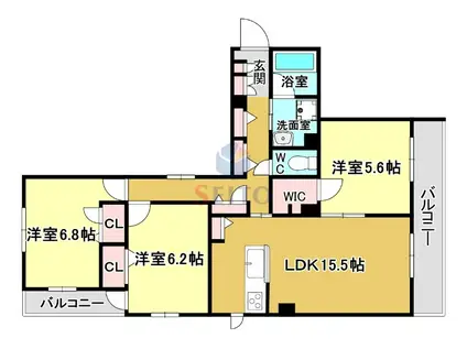 シャーメゾン バードヒルズ(3LDK/3階)の間取り写真