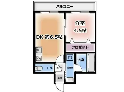 ファイブコート宿院(1DK/2階)の間取り写真