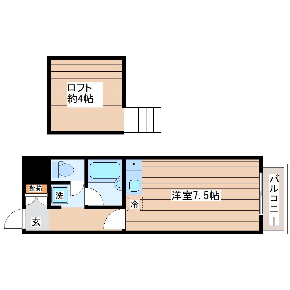グレードハイツ長町(ワンルーム/4階)の間取り写真