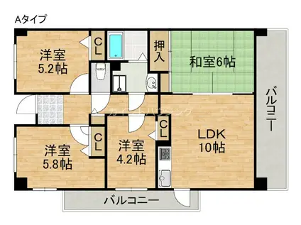 ウエストヒルズ関空I(4LDK/11階)の間取り写真