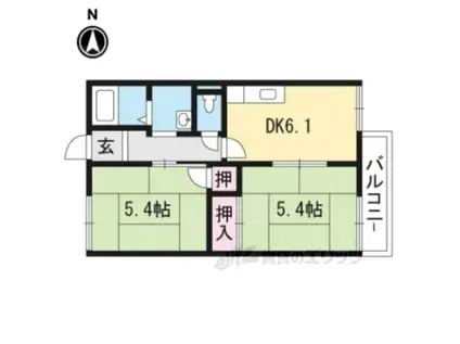 クワトルセゾン(2DK/1階)の間取り写真