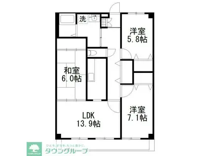 コンフォートシティ(3LDK/2階)の間取り写真