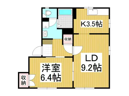 フレグランスグレープB(1LDK/1階)の間取り写真