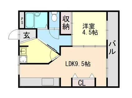 新山荘(1LDK/2階)の間取り写真