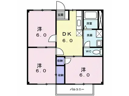 コーポフローラ(3DK/1階)の間取り写真