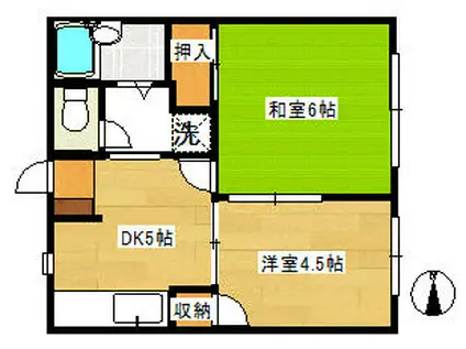 オークヒルズ(2DK/2階)の間取り写真