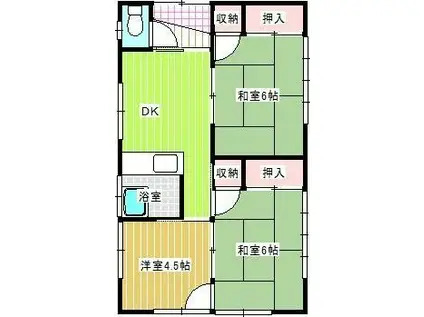 長房アパート(3DK/1階)の間取り写真