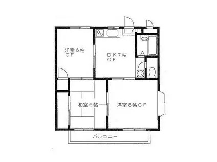 ユニティー西山(3DK/2階)の間取り写真