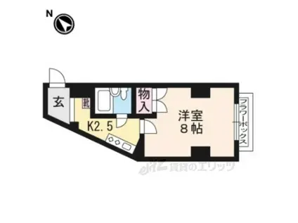 ハウス2(1K/2階)の間取り写真