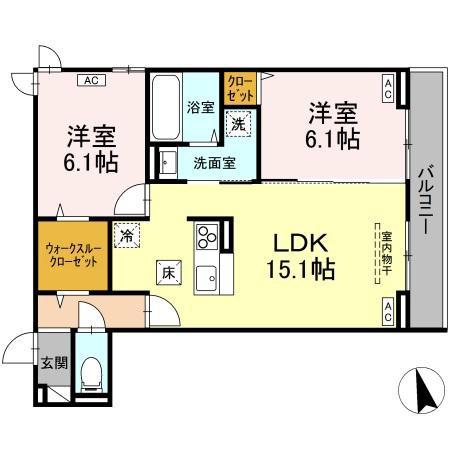 ORIENS(2LDK/3階)の間取り写真