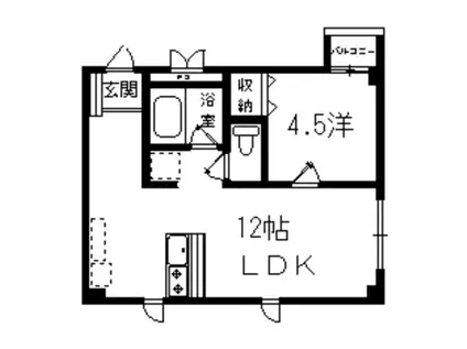 パレ泰山II(1LDK/2階)の間取り写真