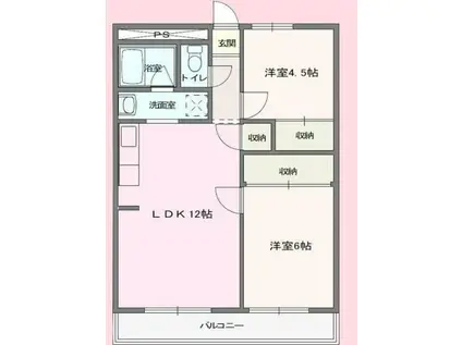 ドリームハイツ桶川(2LDK/3階)の間取り写真