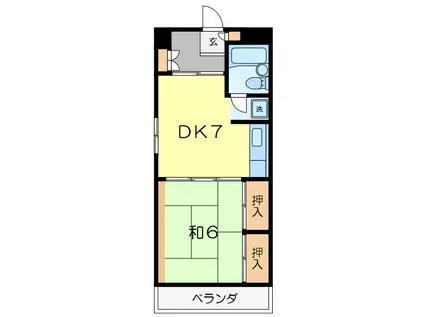 上大岡コンフィーネ齋藤(1DK/3階)の間取り写真