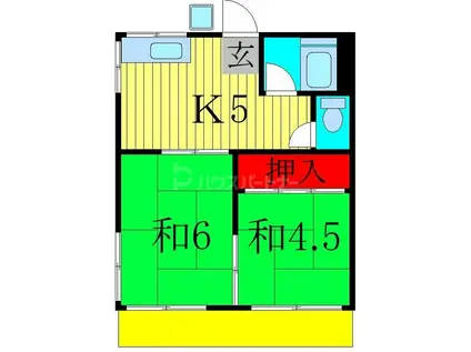 IVY新柏(2K/1階)の間取り写真