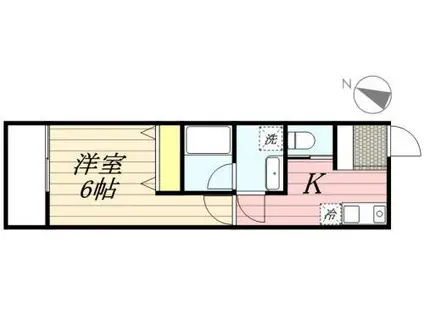 ヒルトップ西谷(1K/1階)の間取り写真