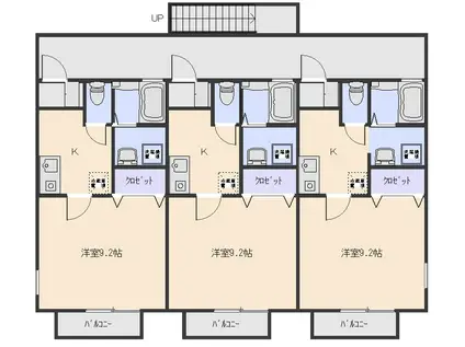 グレースコートA棟(1K/1階)の間取り写真