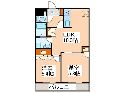 KANNA-KAMUI(2LDK/2階)の間取り写真