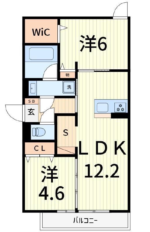 セレスティア新宿(2LDK/1階)の間取り写真
