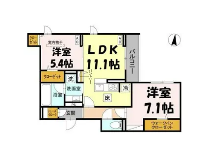 FORTUNA DUO(2LDK/1階)の間取り写真