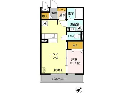 アルシュ 川(1LDK/3階)の間取り写真