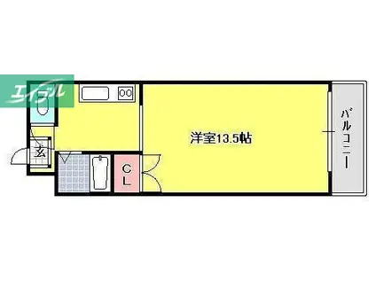 ジェントリィ蕃山(1K/4階)の間取り写真