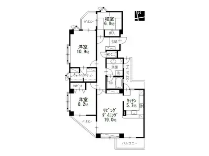コート八事石坂(3LDK/2階)の間取り写真
