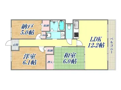 カデット真趣園 宝塚(2SLDK/1階)の間取り写真