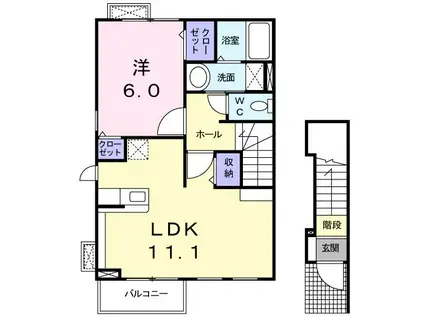 カレント C(1LDK/2階)の間取り写真