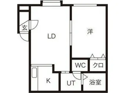 クオーレ・マリィ扇町(1LDK/2階)の間取り写真